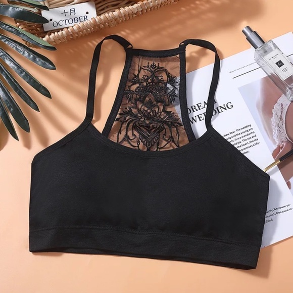Tattoo Lace-Back Bralette in Black NEW - Picture 9 of 14